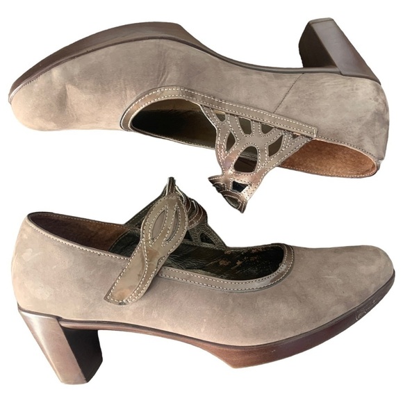 NAOT Luma Tan Brown Leather Nubuck Mary Jane Heel Women's Size EU 39 US 8 - Picture 6 of 14